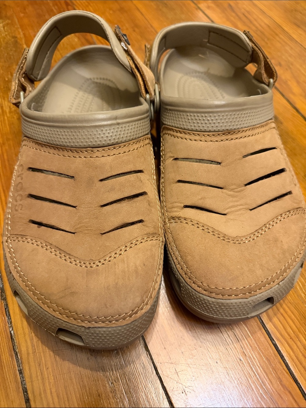 CROCS Men's Tan Slip-On Clog Sandals with Heel Strap
